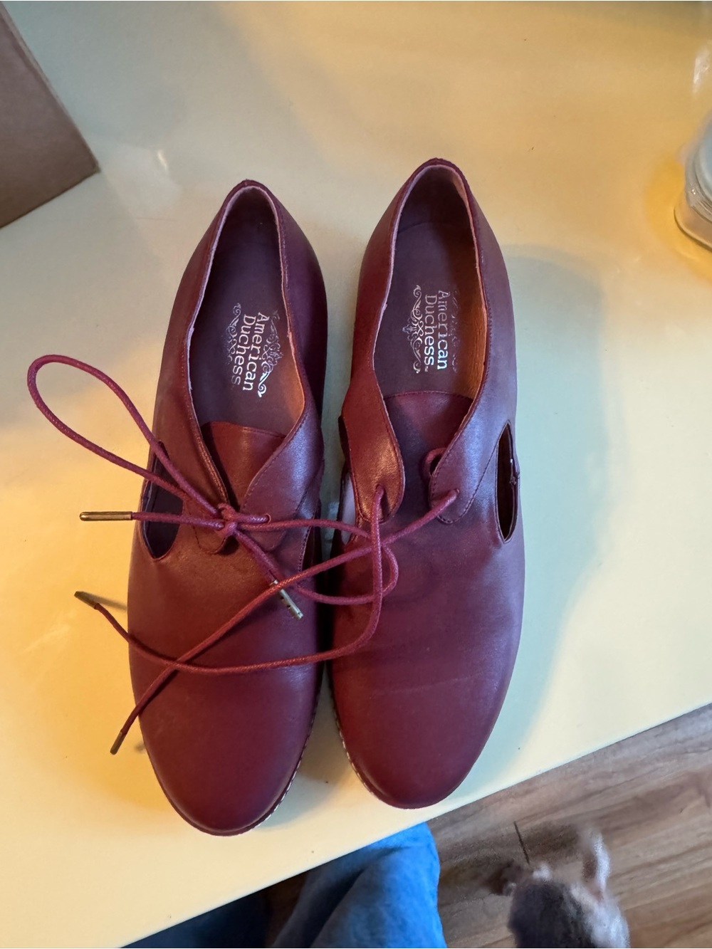 American duchess burgundy lace up shoes